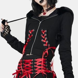 Grave girls lace up hoodie